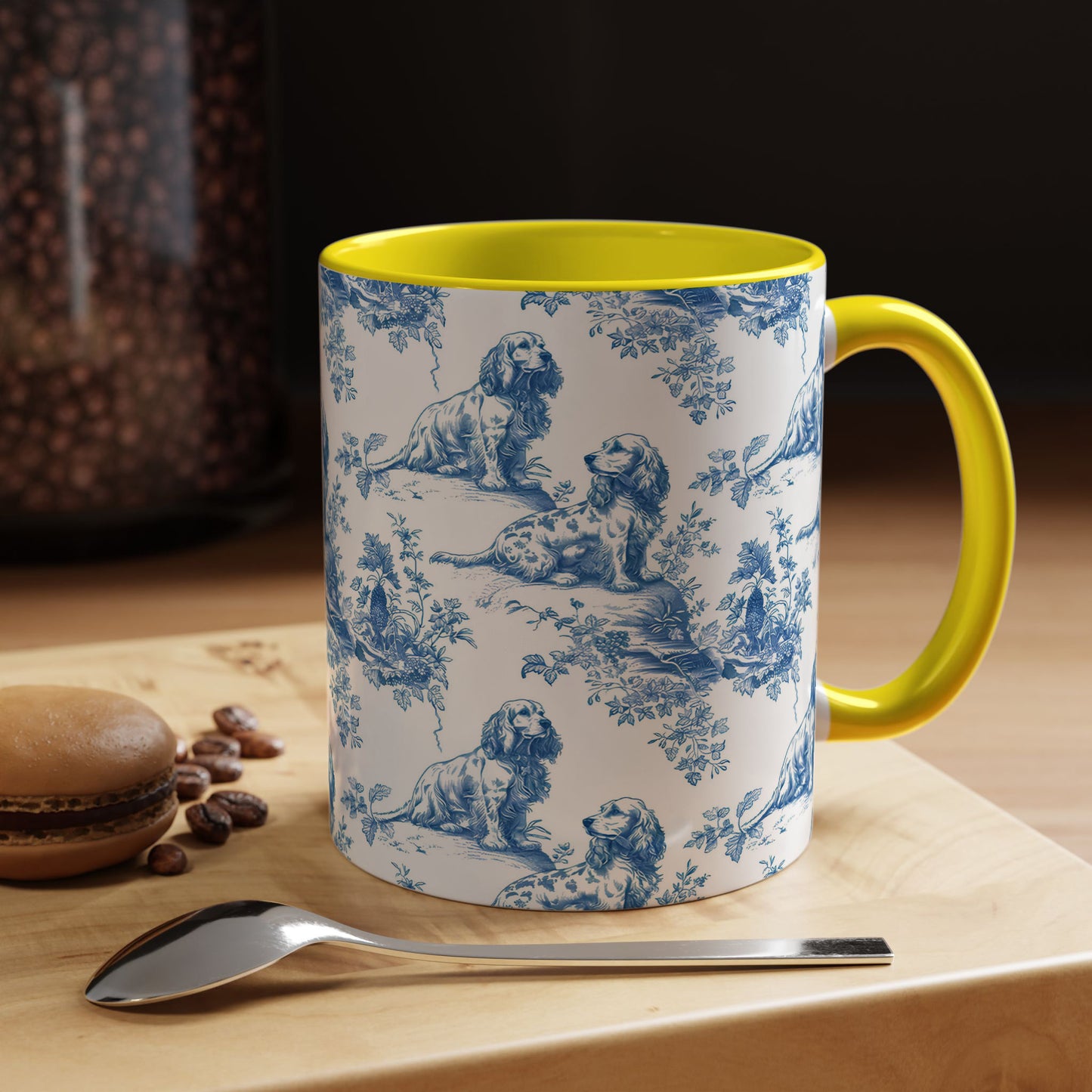 PST71 Toile De Jouy Style Cocker Spaniel Dog Lover - White Mug Accent Mug