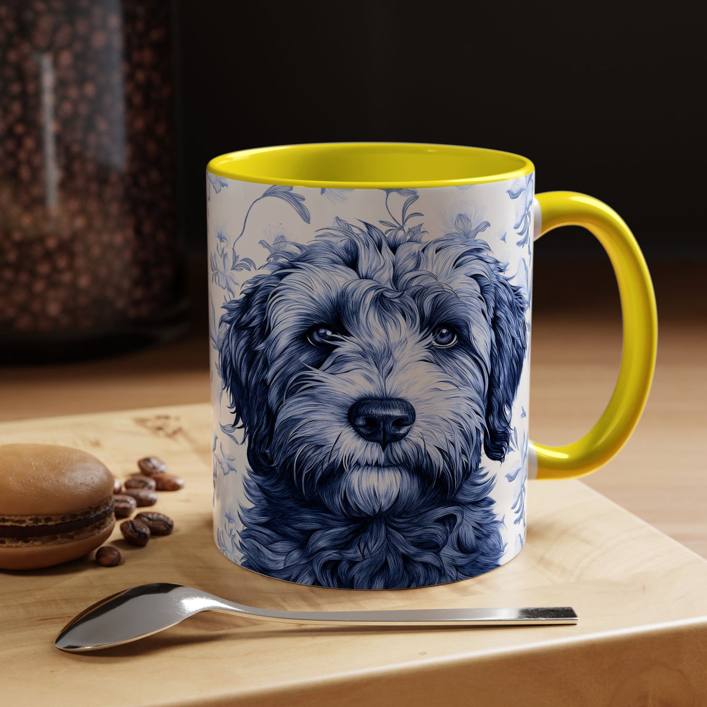PST75 Toile De Jouy Style Doodle Dog Lover - White Mug Accent Mug