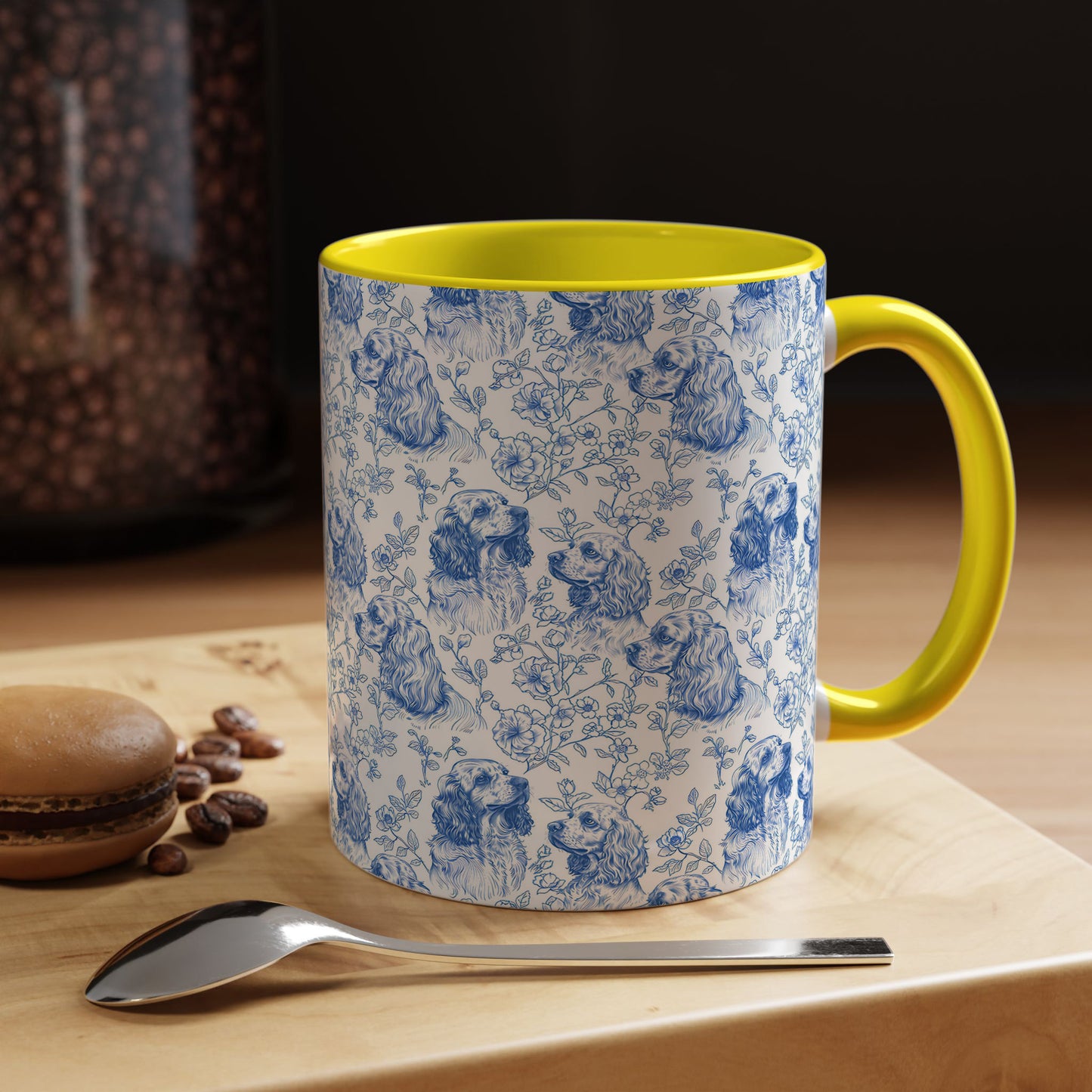 PST70 Toile De Jouy Style Cocker Spaniel Dog Lover - White Mug Accent Mug