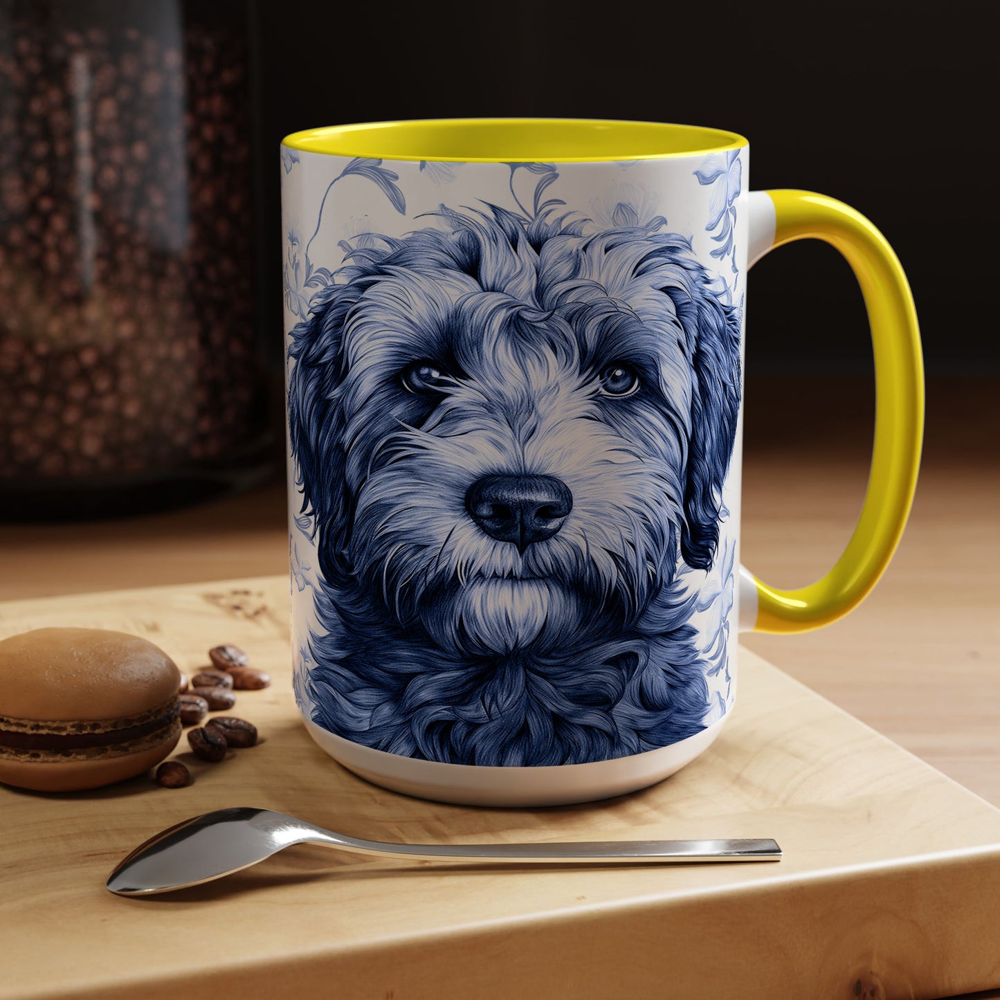 PST75 Toile De Jouy Style Doodle Dog Lover - White Mug Accent Mug