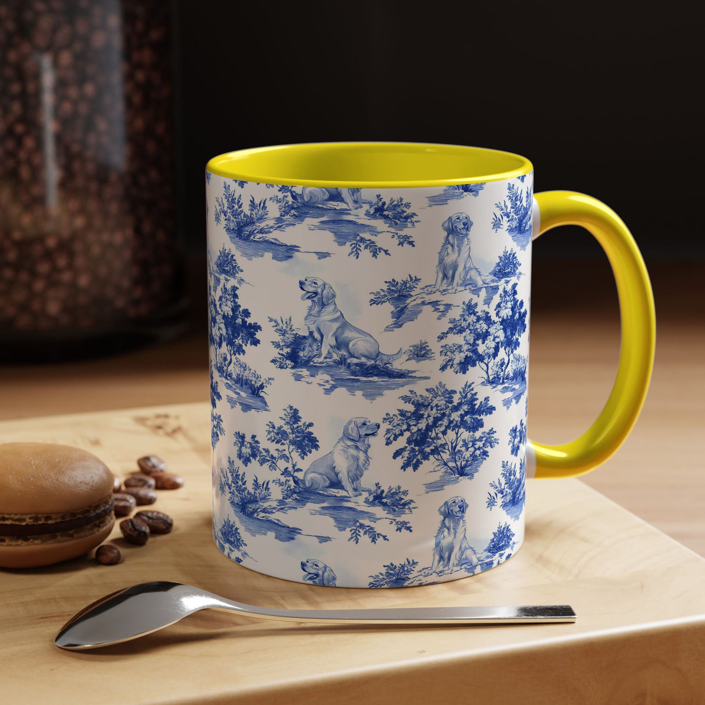 PST66 Toile De Jouy Style Golden Retriever Dog Lover - White Mug Accent Mug