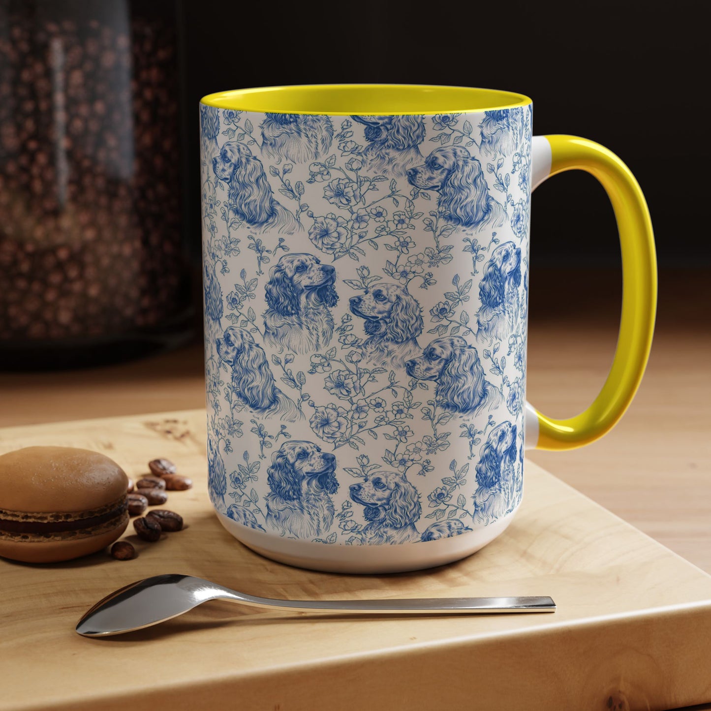 PST70 Toile De Jouy Style Cocker Spaniel Dog Lover - White Mug Accent Mug
