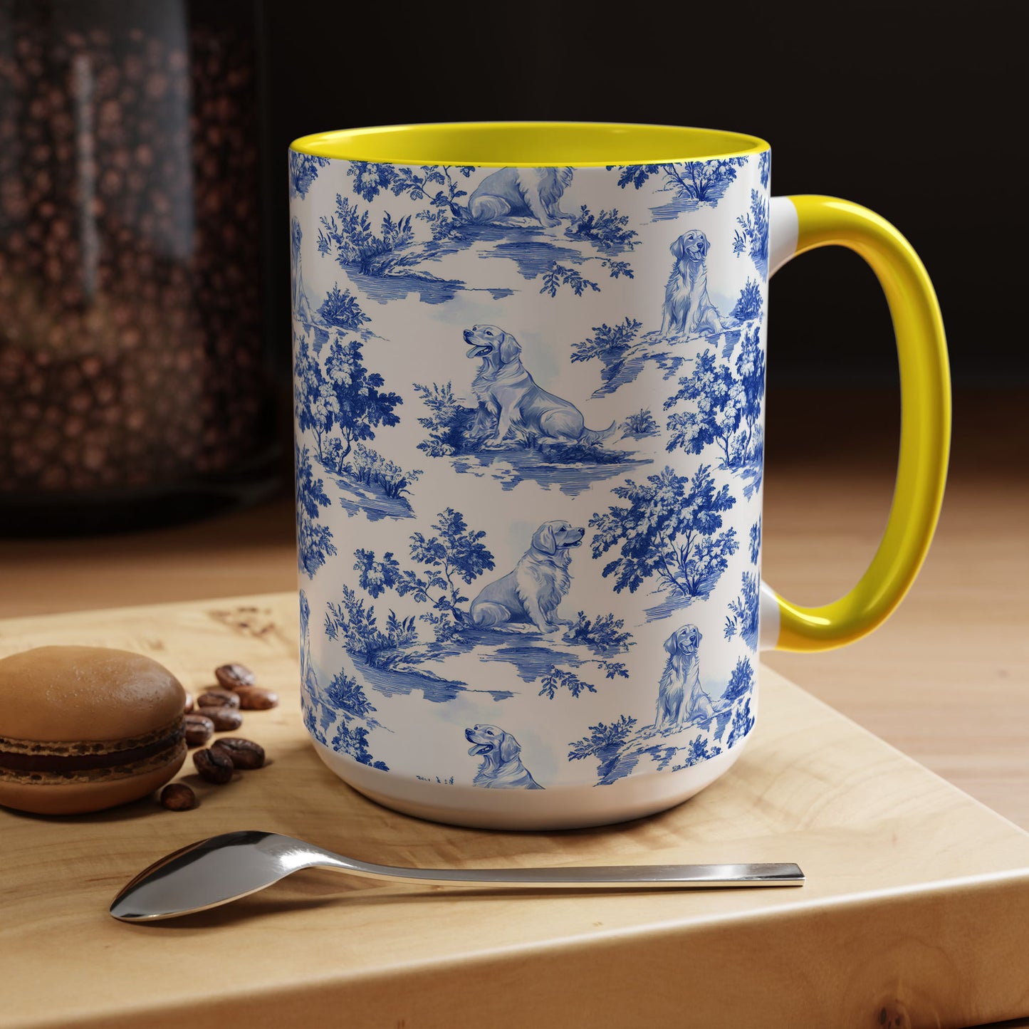 PST66 Toile De Jouy Style Golden Retriever Dog Lover - White Mug Accent Mug