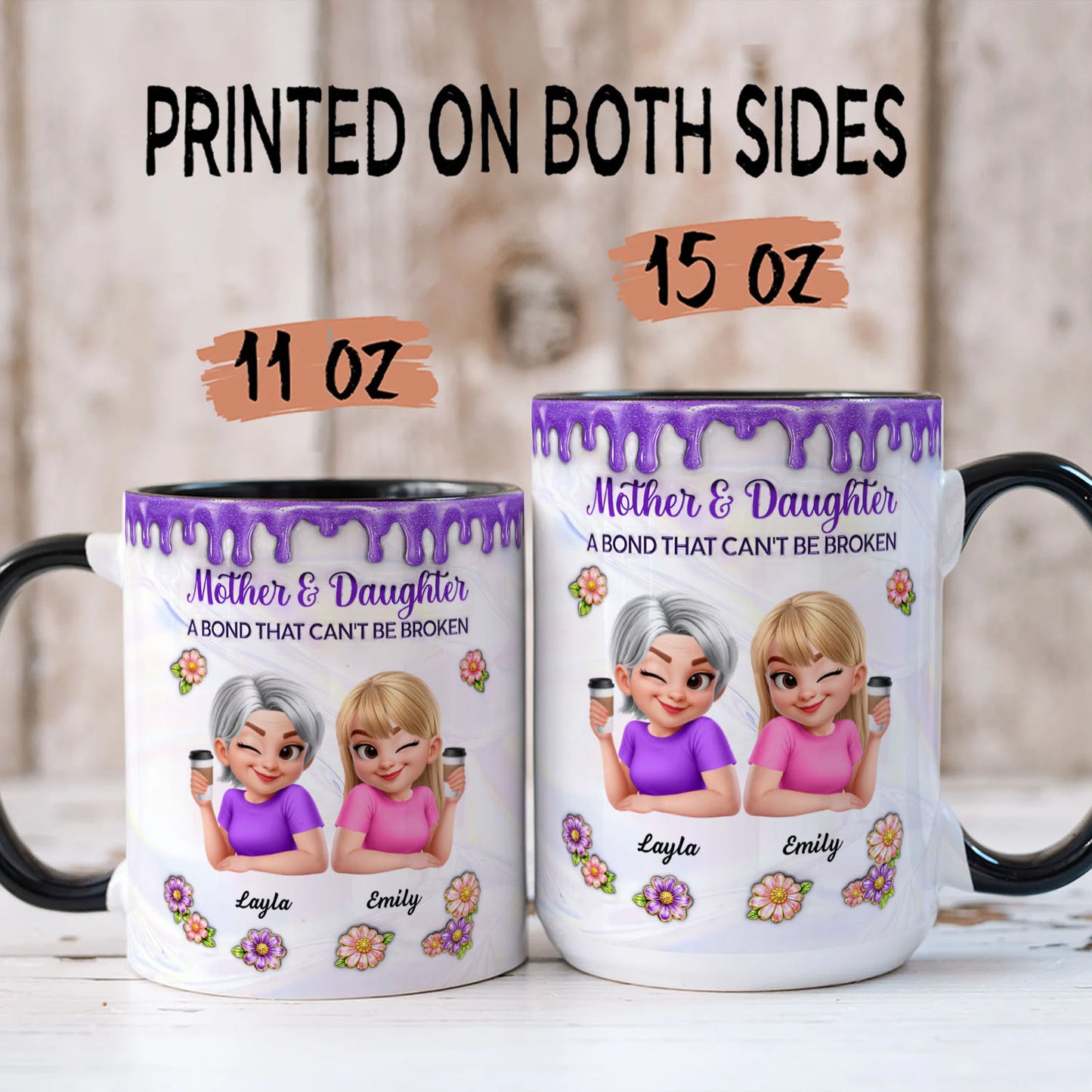 PST207 Mother & Daughter A Bond That Can't Be Broken - Personalized White Mug Accent Mug