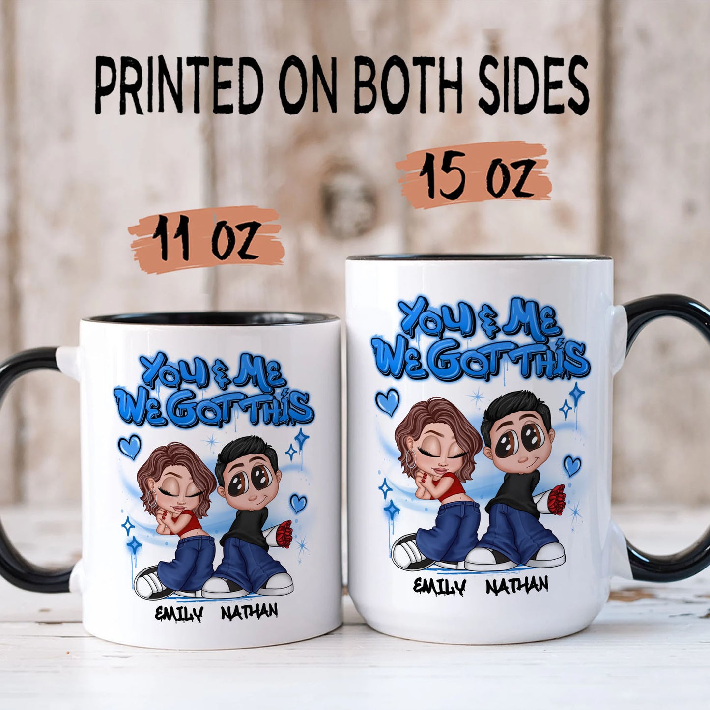 PST182 Y2K Couple Graffiti Style - Personalized White Mug Accent Mug