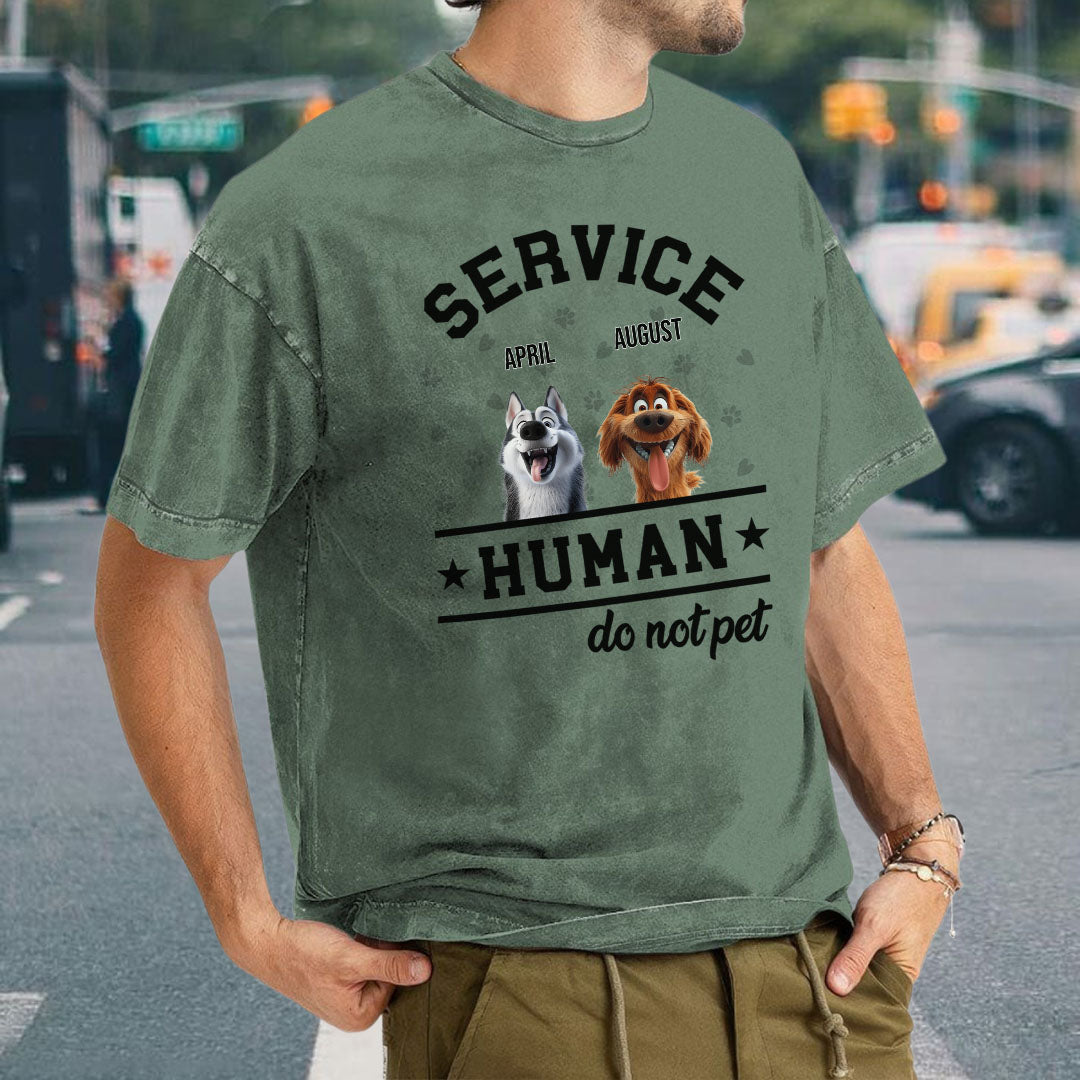 PST61 Service Human Do not Pet Dog Lover - Personalized Custom Washed T-shirt