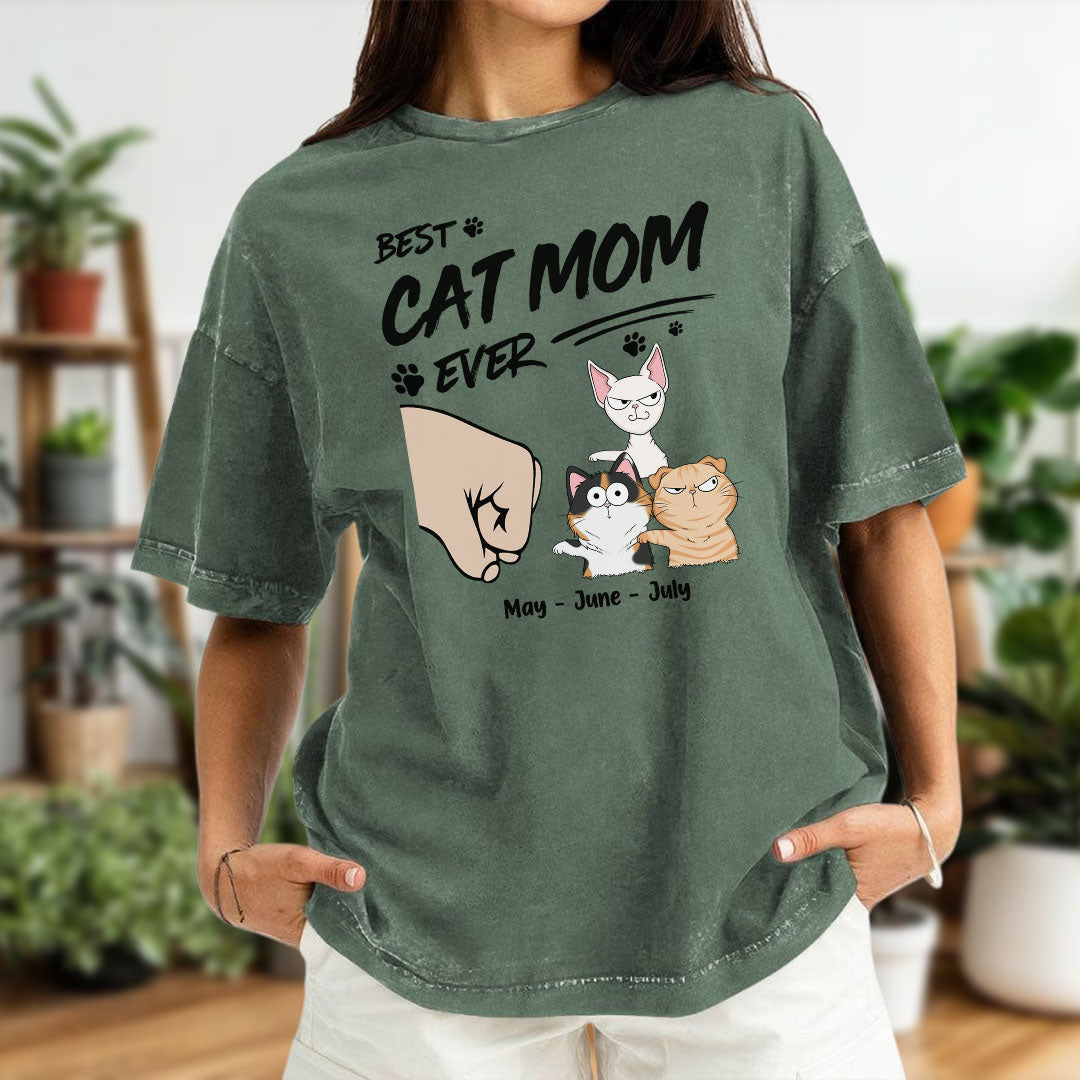 PST60 Best Cat Dad Mom Ever Just Ask Fist Bump Cat Lover - Personalized Custom Washed T-shirt