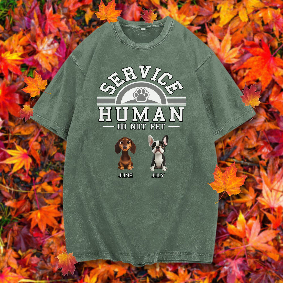 PST87 Dog Service Human Do Not Pet - Personalized Custom Washed T-shirt