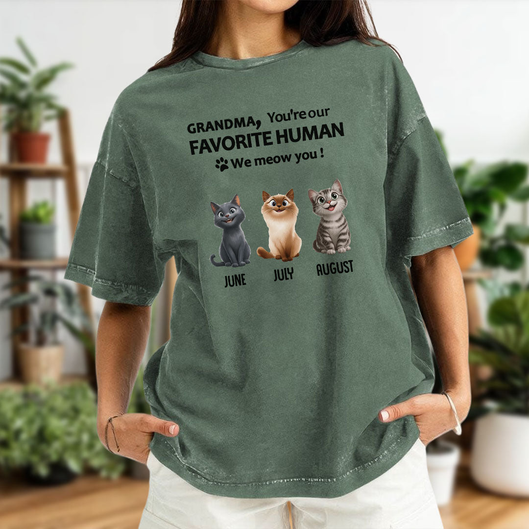 Miah1512 Dad Mom You're My Favorite Human I Meow You - Personalized Custom Washed T-shirt