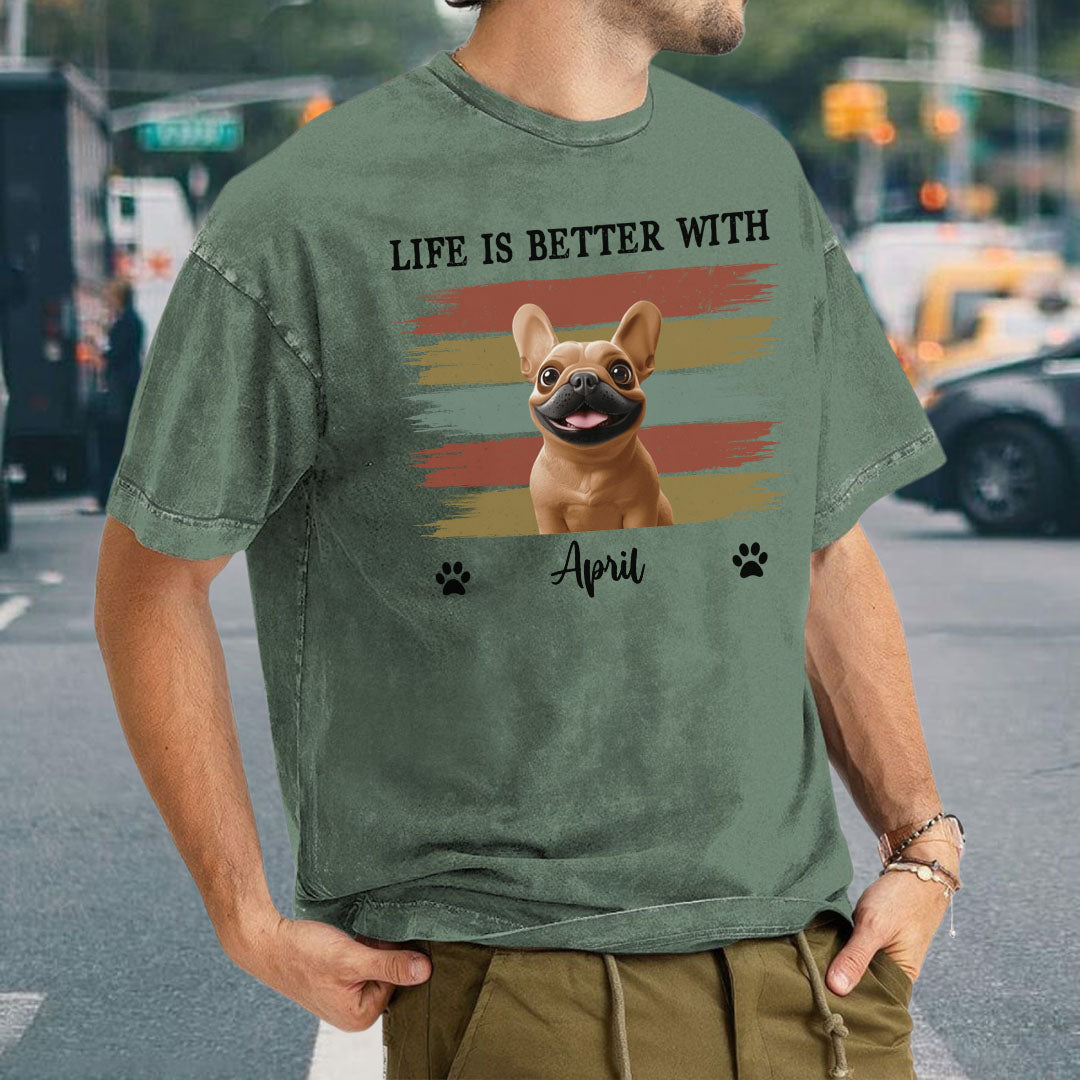 Miah1499 Life Is Better With Pet - Personalized Custom Washed T-shirt