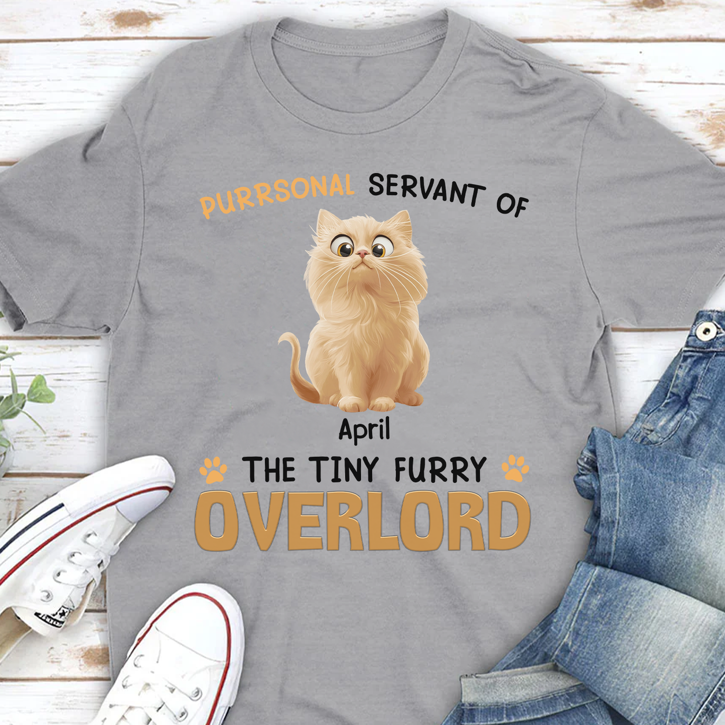 ETT2792 Purrsonal Servant Of Tiny Overlord Cat-Personalized Custom T-shirt
