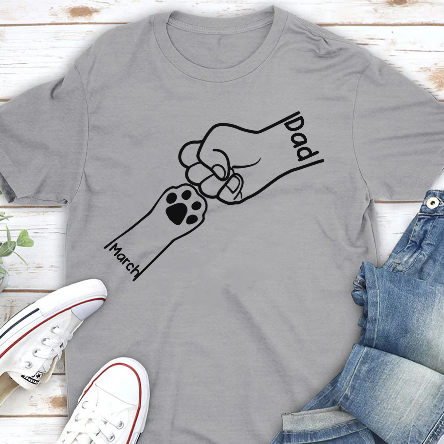 ETT3051 Paws And Human Fist Bump-Personalized Custom T-shirt