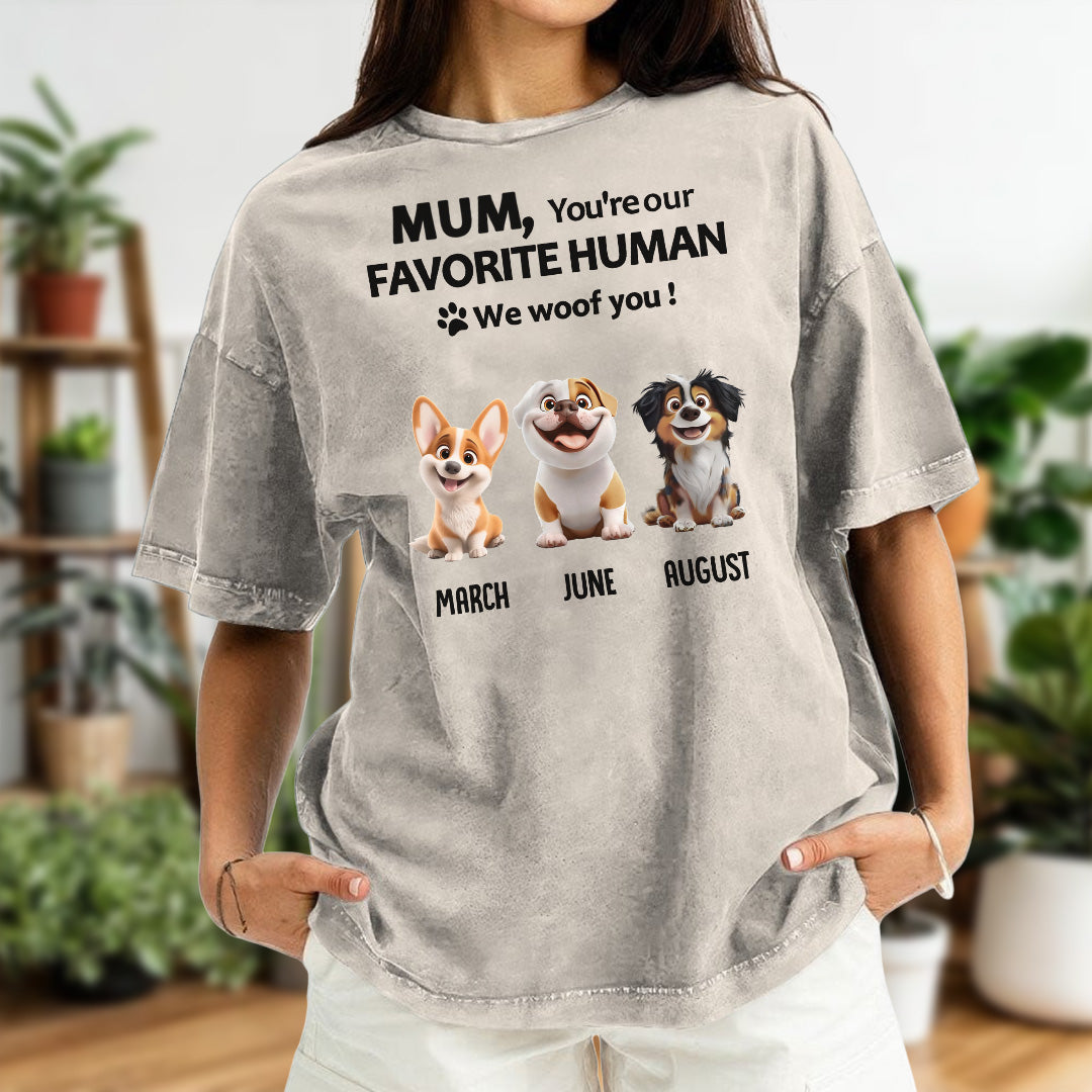 Miah1501 Dad Mom You're My Favorite Human I Woof You - Personalized Custom Washed T-shirt