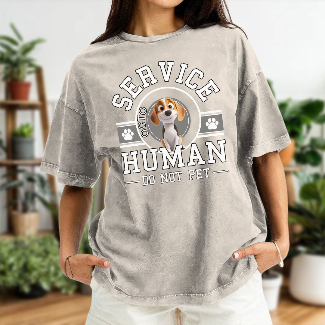 PST87 Dog Service Human Do Not Pet - Personalized Custom Washed T-shirt
