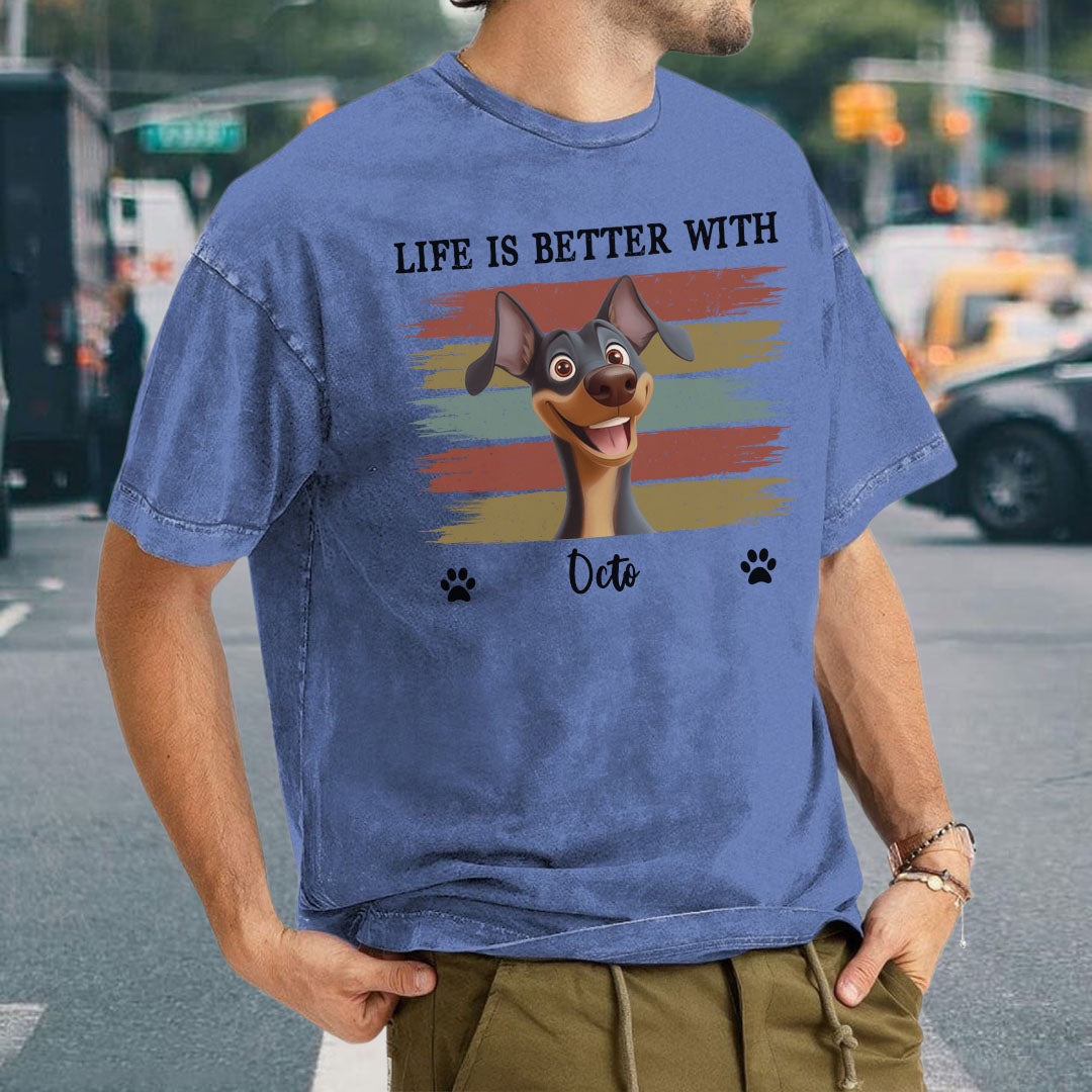 Miah1499 Life Is Better With Pet - Personalized Custom Washed T-shirt