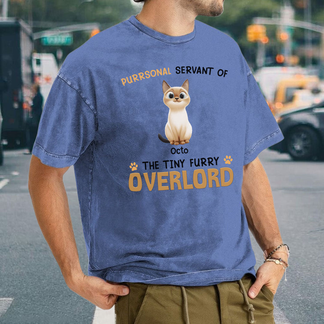 ETT2792 Purrsonal Servant Of Tiny Overlord Cat - Personalized Custom Washed T-shirt