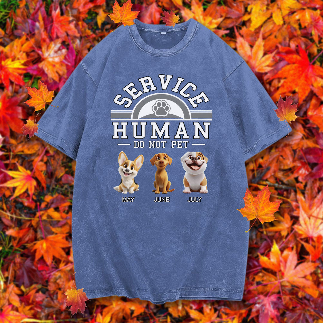 PST87 Dog Service Human Do Not Pet - Personalized Custom Washed T-shirt