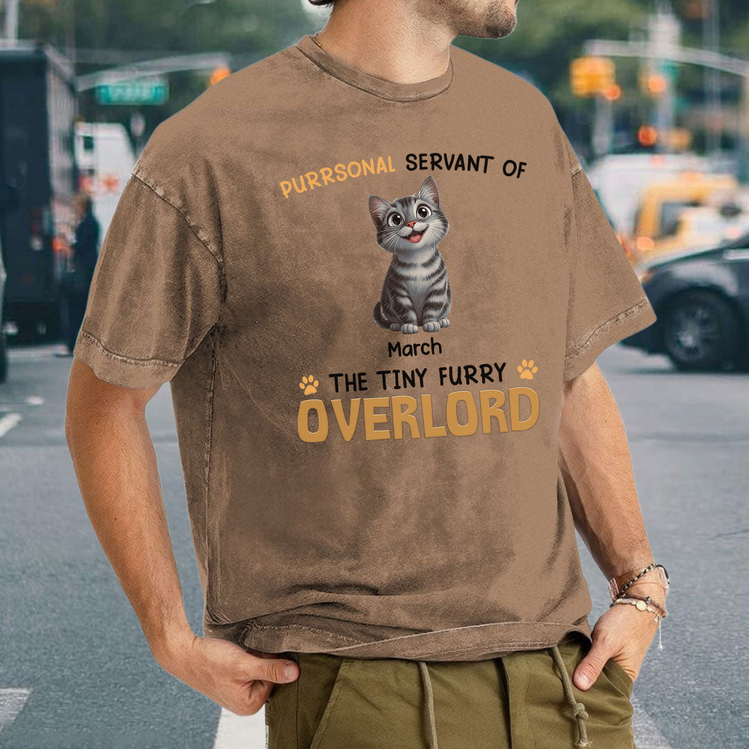ETT2792 Purrsonal Servant Of Tiny Overlord Cat - Personalized Custom Washed T-shirt