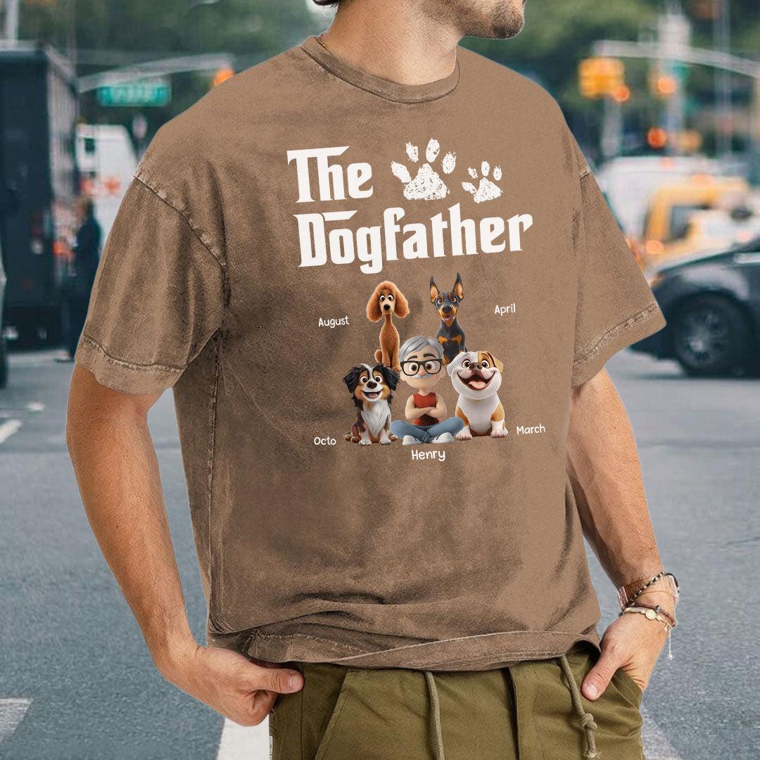 PST89 The Dogfather Dog Lover - Personalized Custom Washed T-shirt
