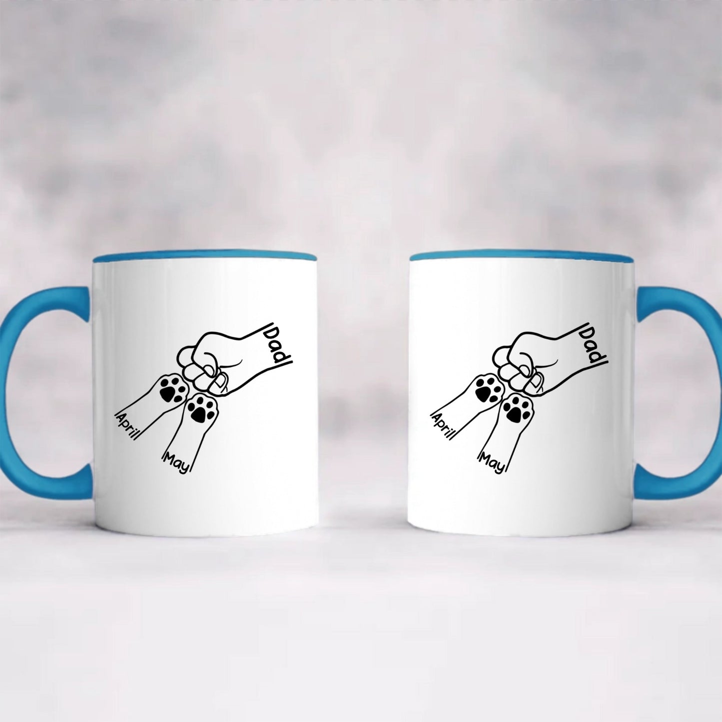 ETT3051 Paws And Human Fist Bump-Personalized Custom Coffee Mug