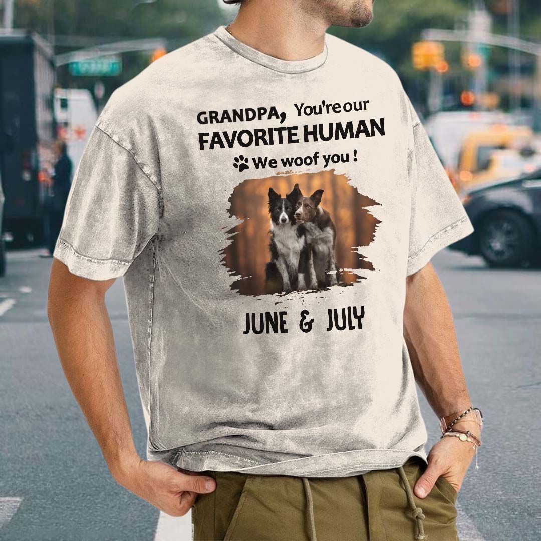 Miah1501 Dad Mom You're My Favorite Human I Woof You - Personalized Custom Washed T-shirt