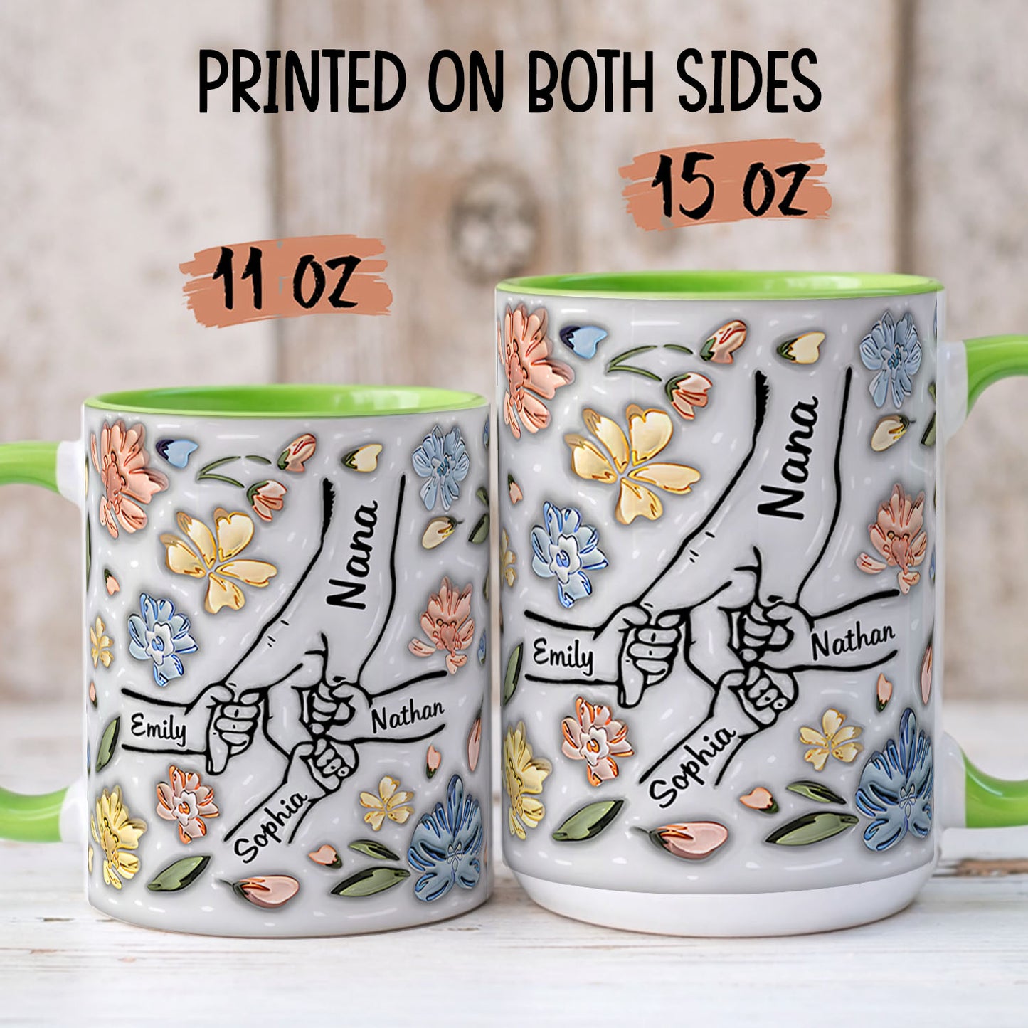 PST202 Hold My Hand 3D Inflated Effect Printed - Personalized White Mug Accent Mug