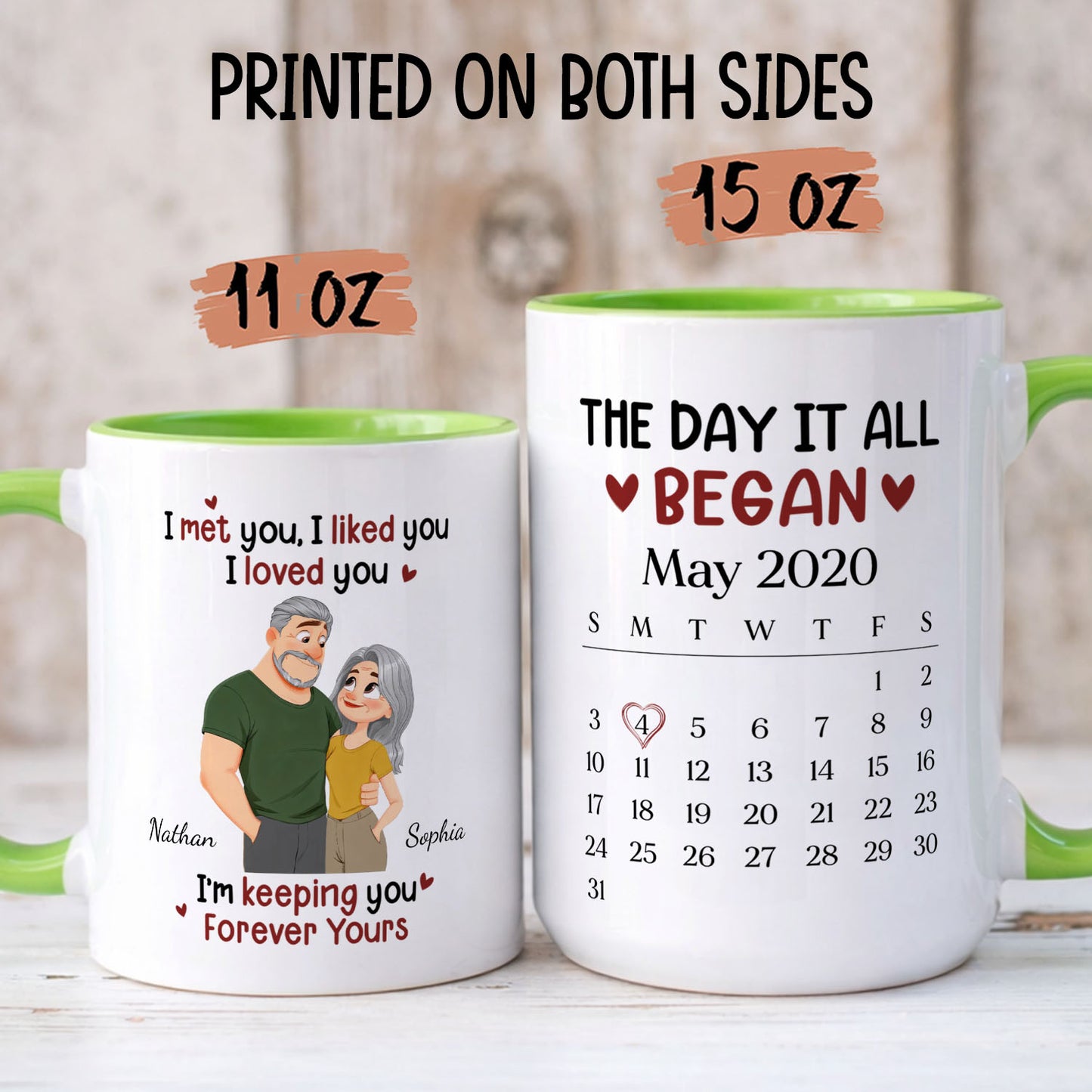 PST199 I Met You I Liked You I Love You - Personalized White Mug Accent Mug
