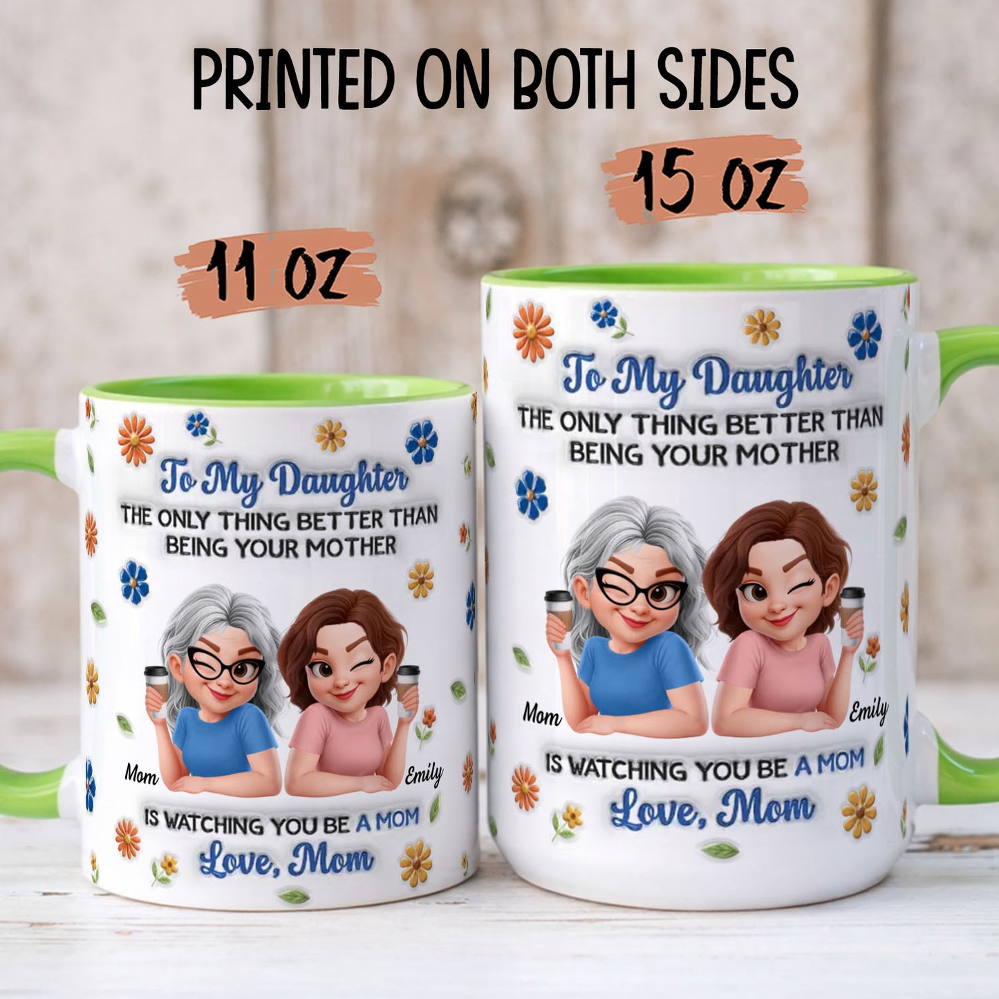 PST206 Happy Mother's Day Mom & Daughter - Personalized White Mug Accent Mug