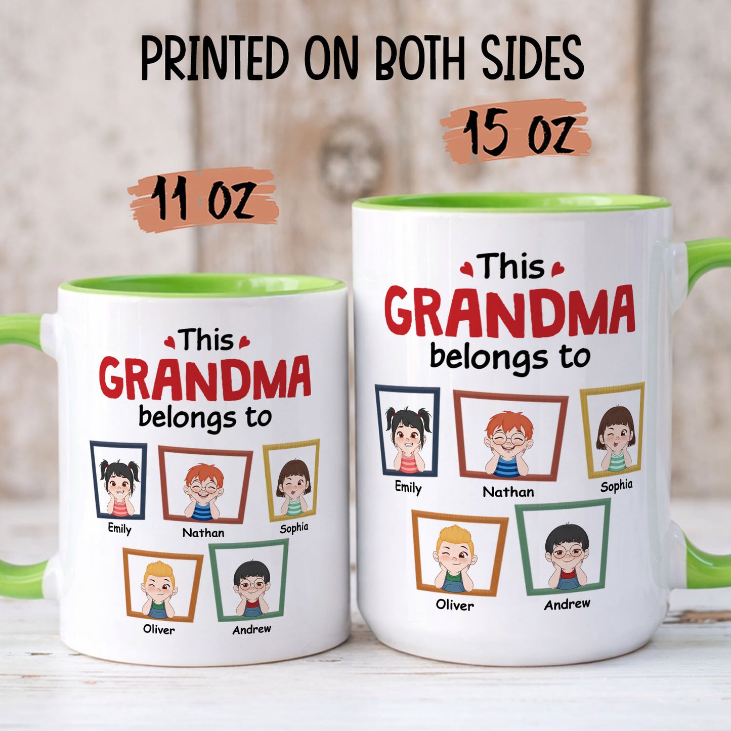 PST196 This Mommy Grandma Belongs To - Personalized White Mug Accent Mug