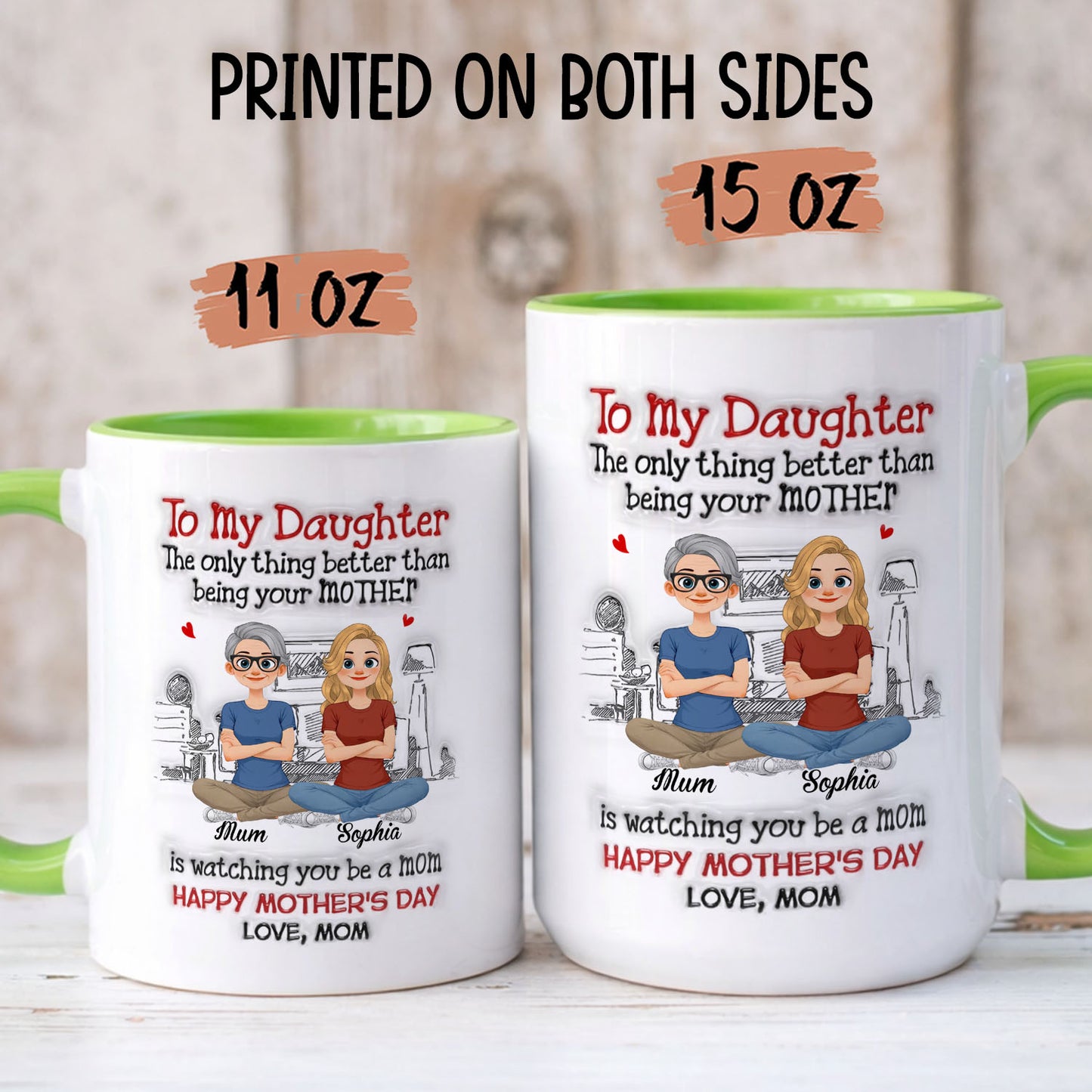 PST165 Watching You Be A Mom Happy Mother's Day - Personalized White Mug Accent Mug