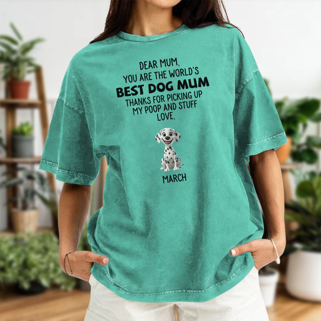 ETT2680a Thanks For Picking Up My Poop And Stuff Love - Personalized Custom Washed T-shirt