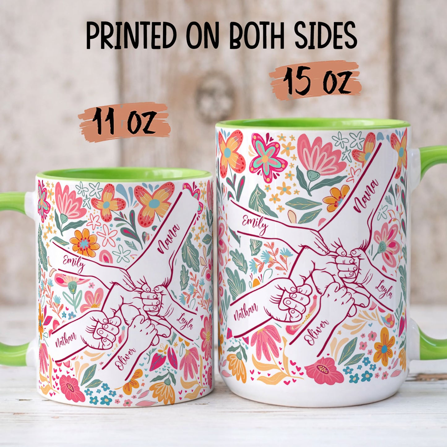PST203 Happy Mother's Day Kids Holding Hand - Personalized White Mug Accent Mug