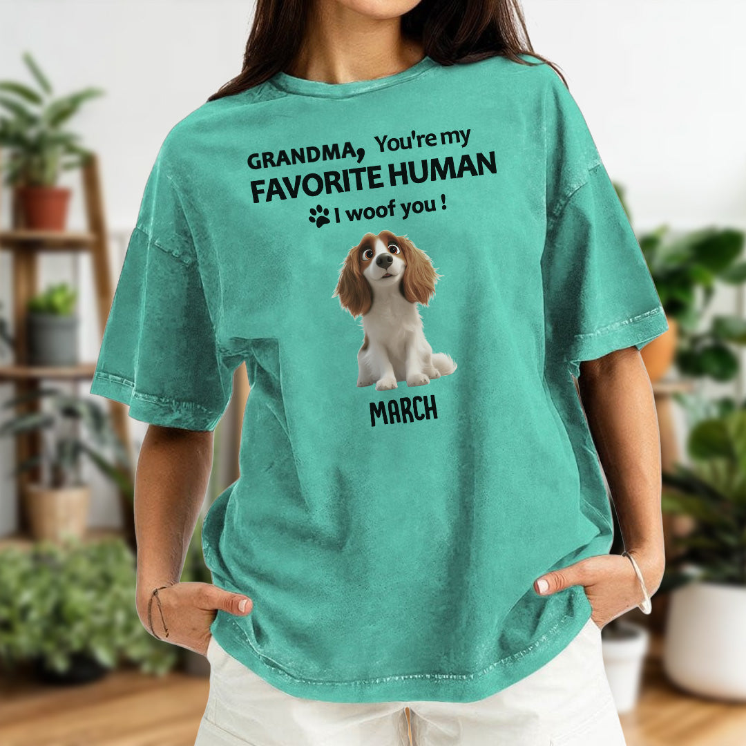 Miah1501 Dad Mom You're My Favorite Human I Woof You - Personalized Custom Washed T-shirt