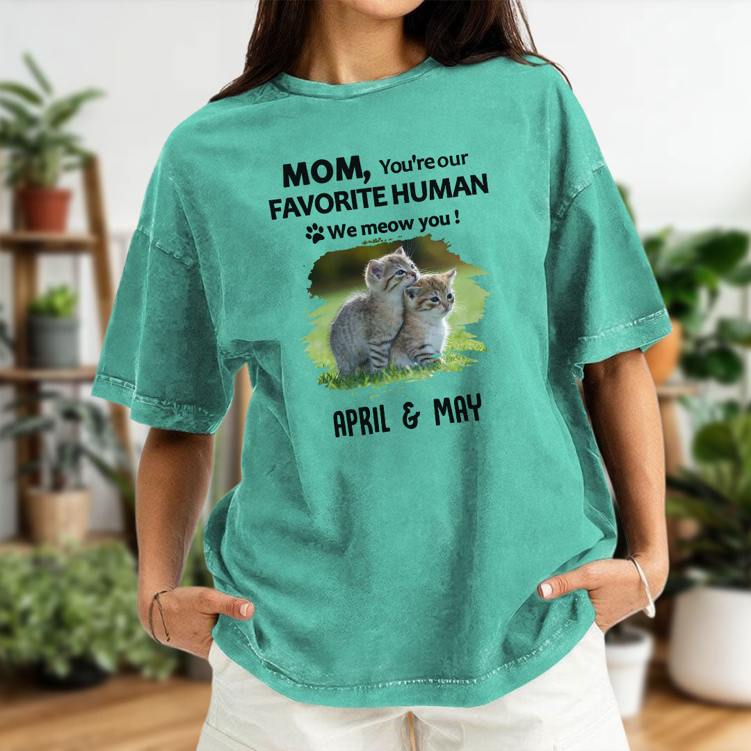 Miah1512 Dad Mom You're My Favorite Human I Meow You - Personalized Custom Washed T-shirt