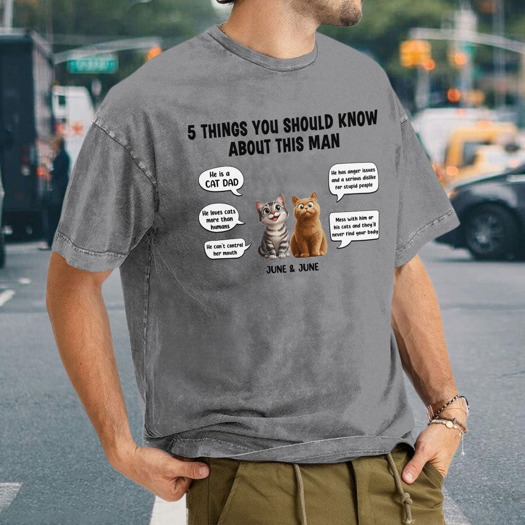 PST53 5 Things You Should Know About This Woman Cat Lover - Personalized Custom Washed T-shirt