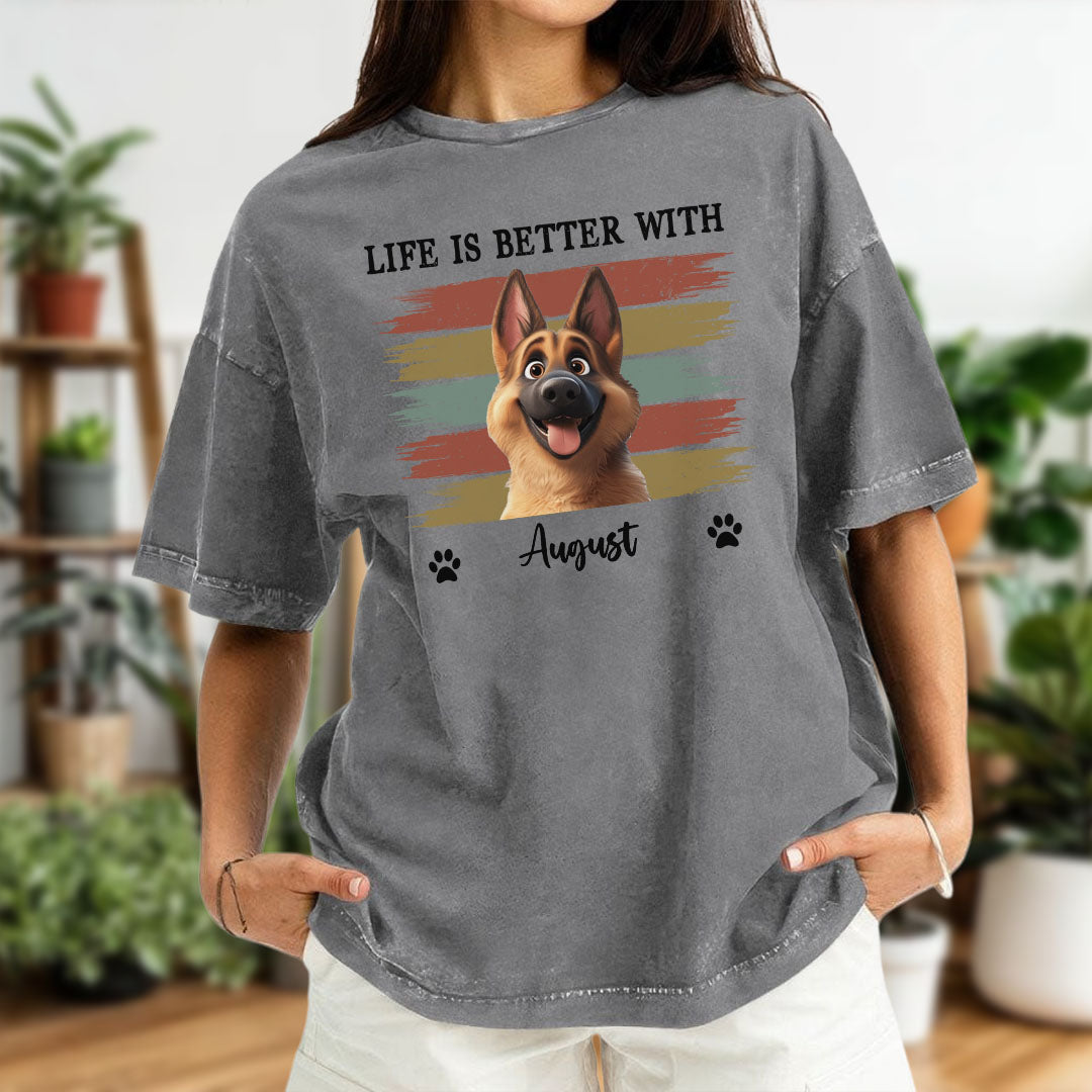 Miah1499 Life Is Better With Pet - Personalized Custom Washed T-shirt
