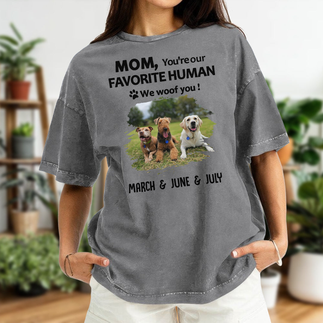Miah1501 Dad Mom You're My Favorite Human I Woof You - Personalized Custom Washed T-shirt