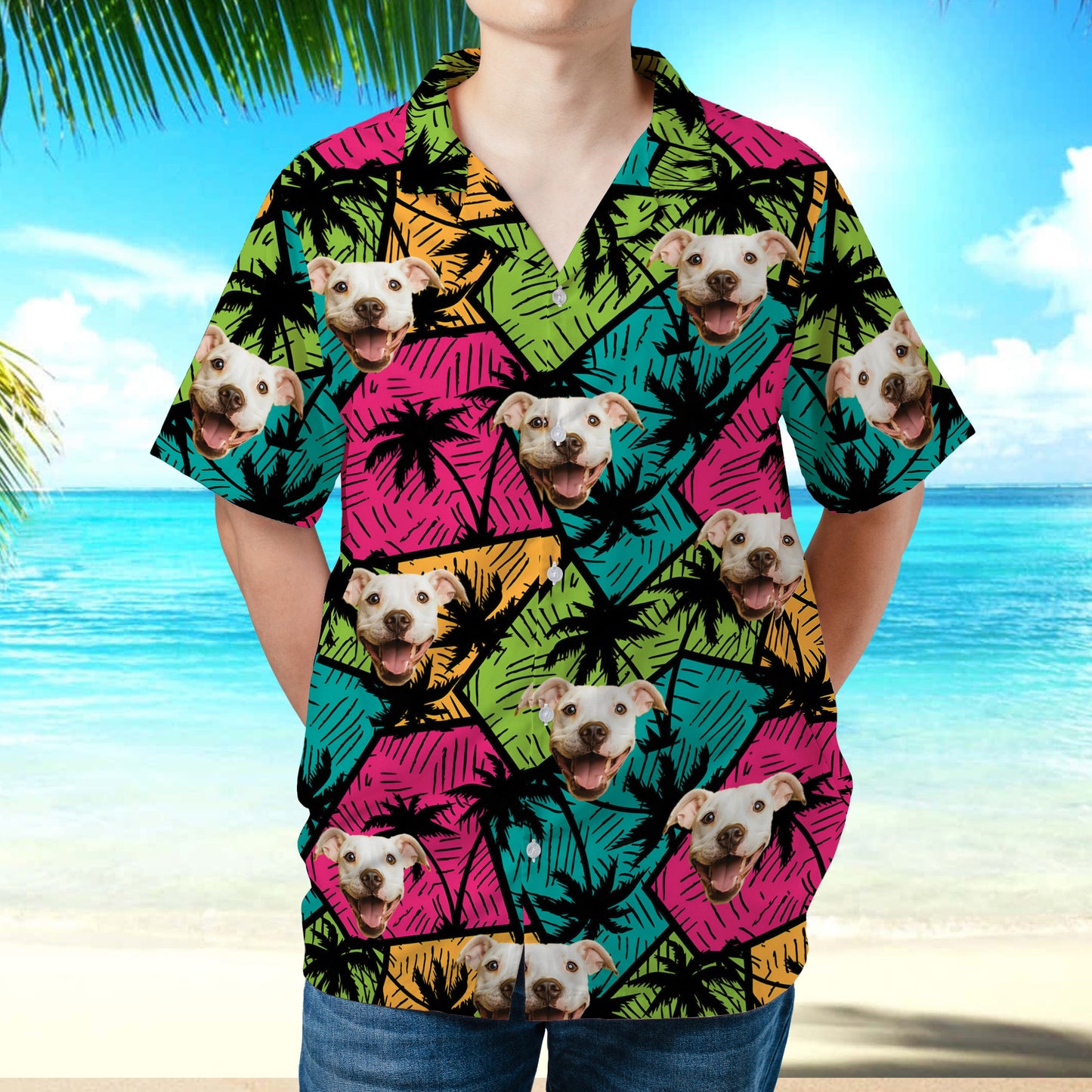 PSH08 Personalized Photo Upload Dog Lover Aloha Hawaiian Shirt
