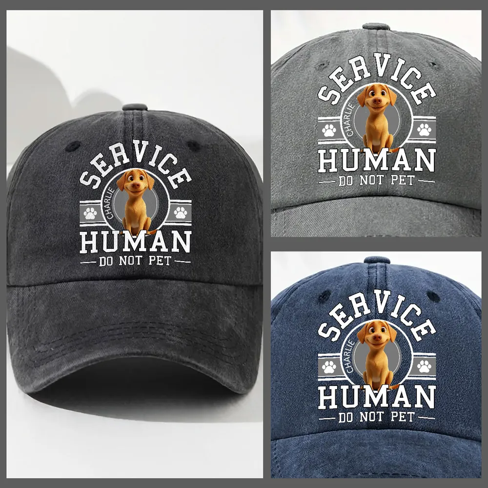 PSC01 Dog Service Human Do Not Pet - Personalized Custom Wash Denim Cap