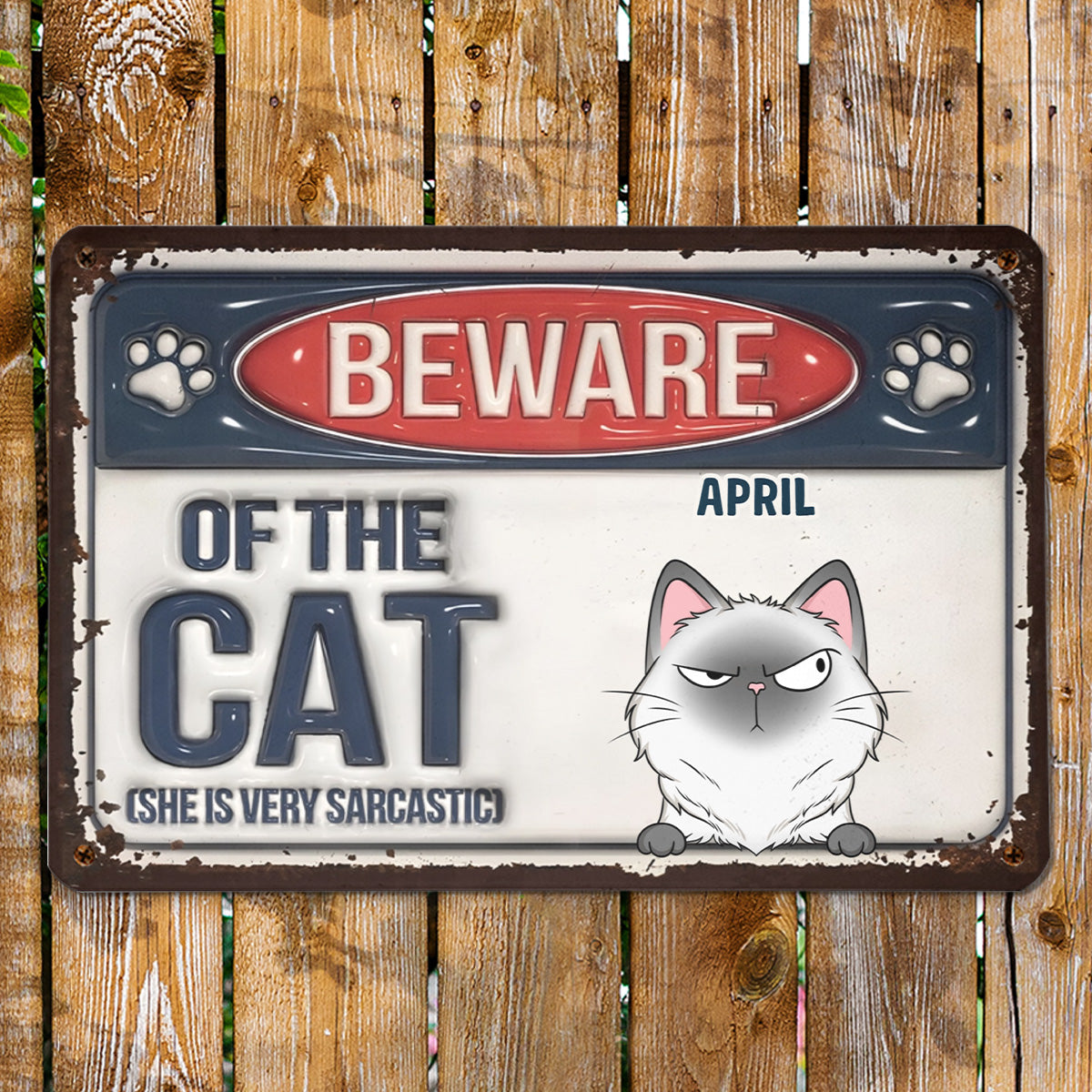PSMT14 Beware Of Dog Cat Pets Lover-Personalized Custom Metal Sign 3D Inflated Effect
