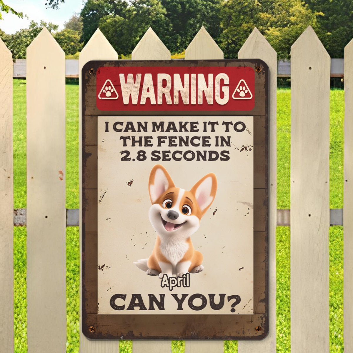 PSMT04 Warning I Can Make It To The Fence In 2.8s Seconds Can You-Personalized Custom Metal Sign