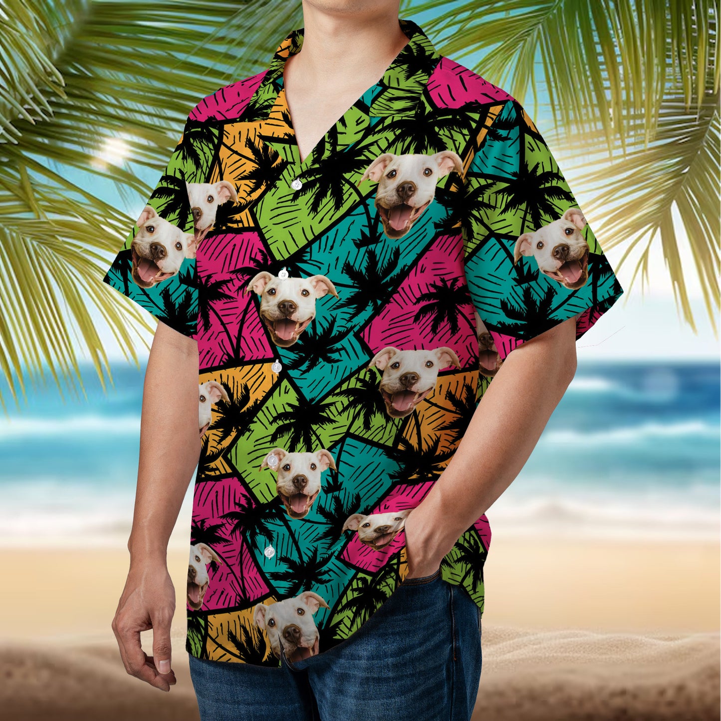 PSH08 Personalized Photo Upload Dog Lover Aloha Hawaiian Shirt