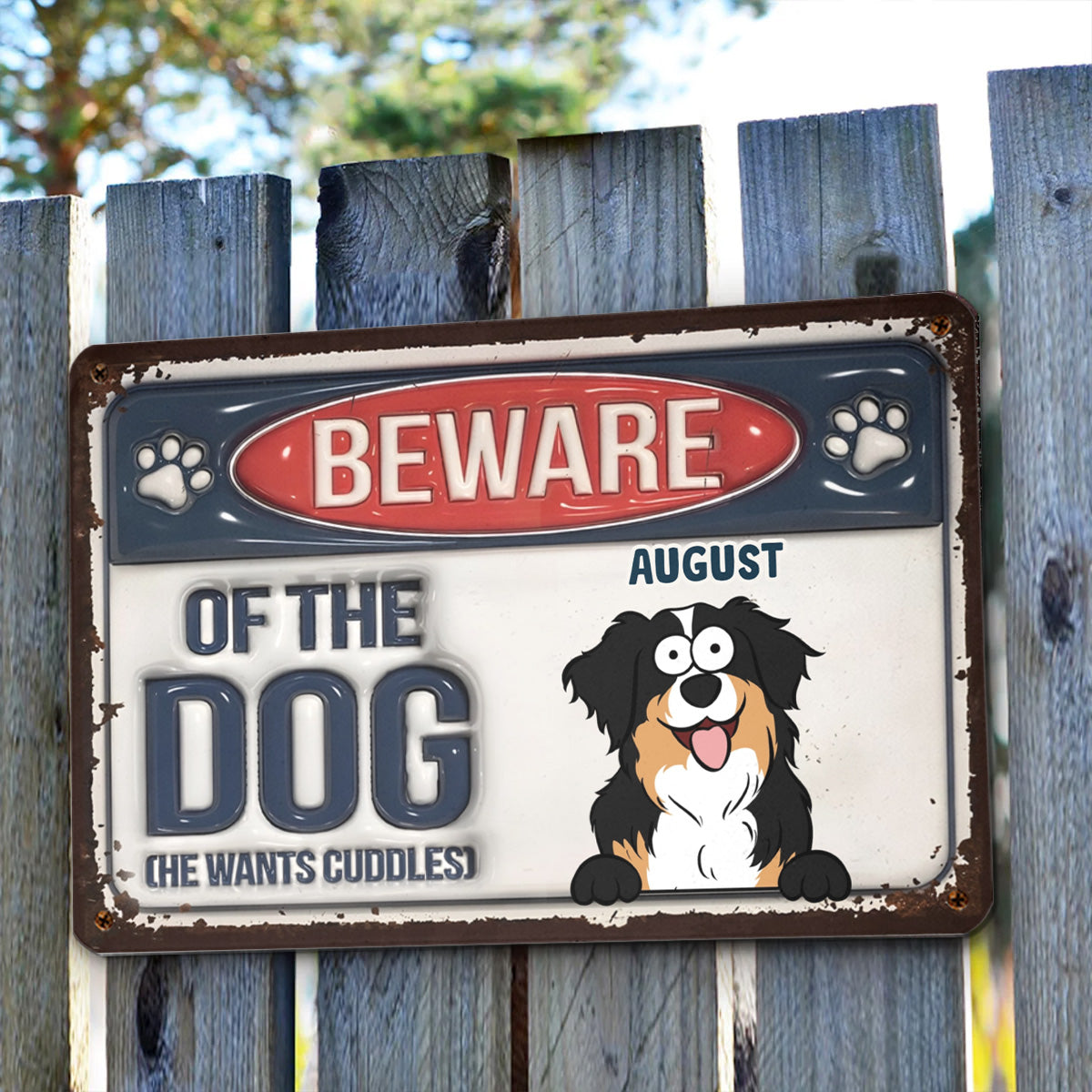 PSMT14 Beware Of Dog Cat Pets Lover-Personalized Custom Metal Sign 3D Inflated Effect