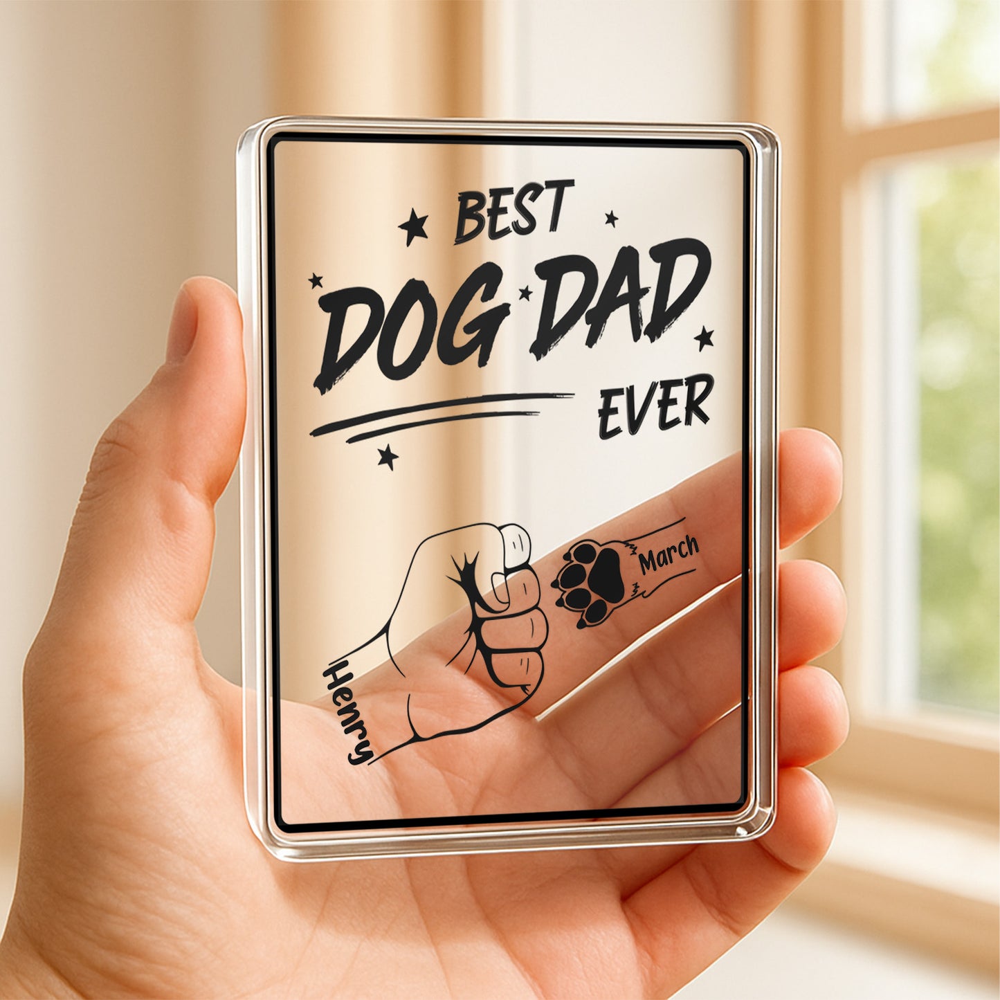 PSA09 Best Dog Dad/Mom Ever Fist Bump-Personalized Custom Acrylic Plaque