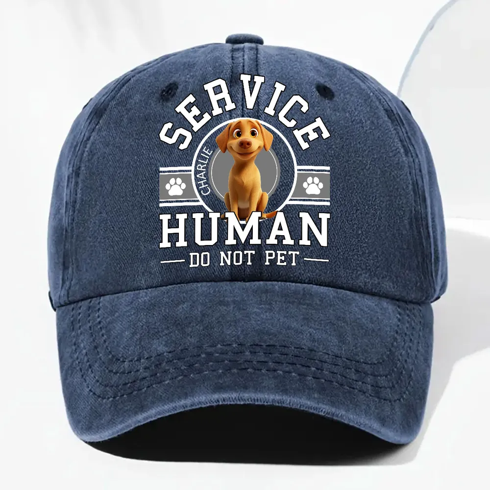 PSC01 Dog Service Human Do Not Pet - Personalized Custom Wash Denim Cap