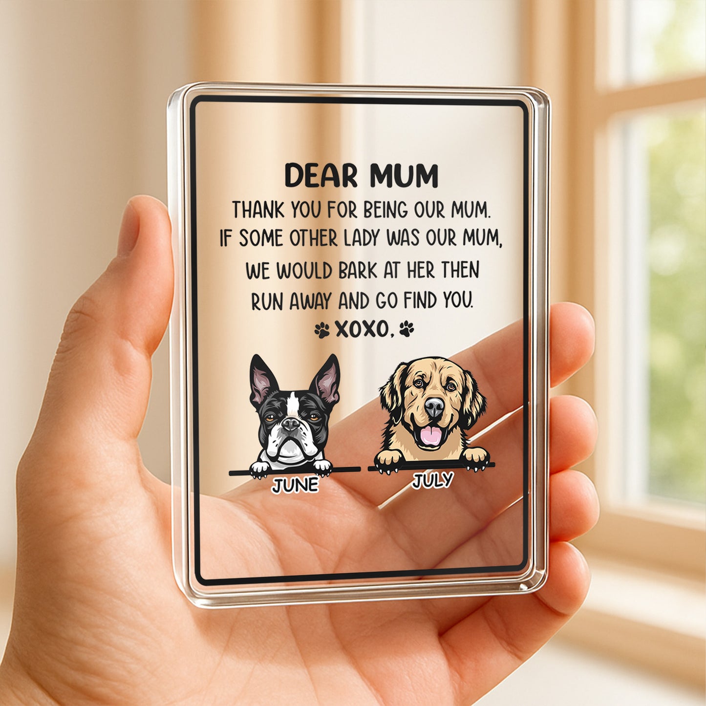 PSA14 Dear Mom Thank You For Being My Mom XoXo-Personalized Custom Acrylic Plaque