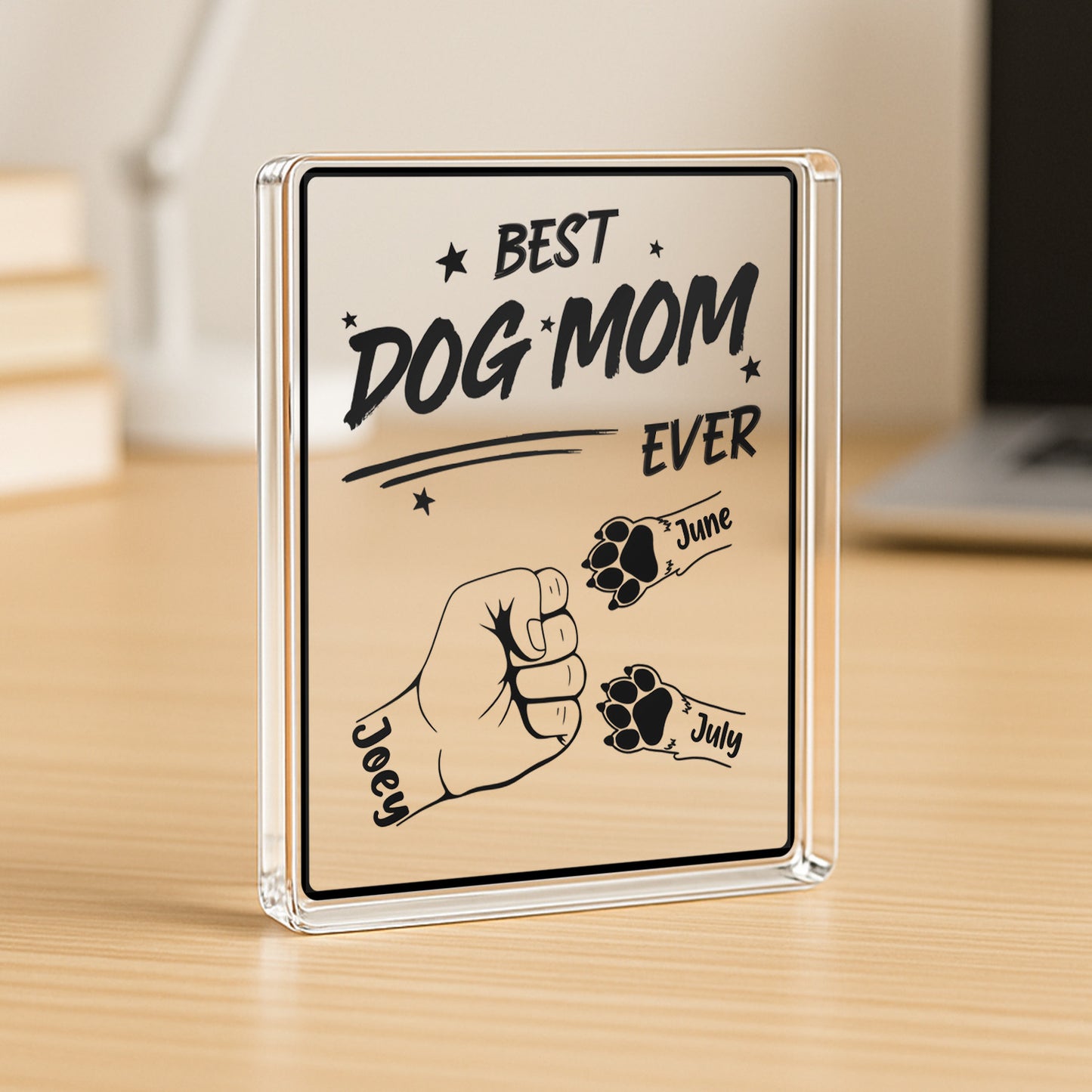 PSA09 Best Dog Dad/Mom Ever Fist Bump-Personalized Custom Acrylic Plaque