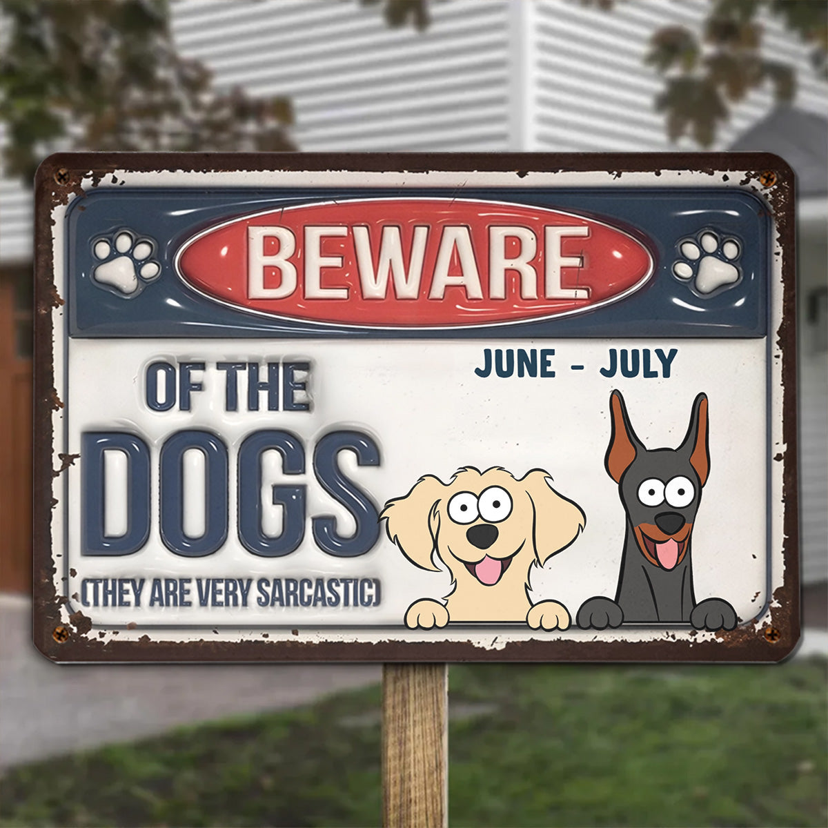 PSMT14 Beware Of Dog Cat Pets Lover-Personalized Custom Metal Sign 3D Inflated Effect