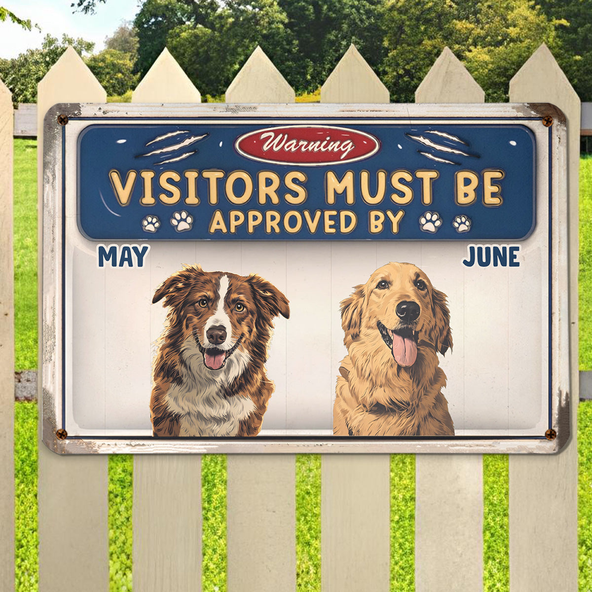 PSMT13 Warning Visitors Must Be Approved By Dog Lover-Personalized Custom Metal Sign 3D Inflated Effect
