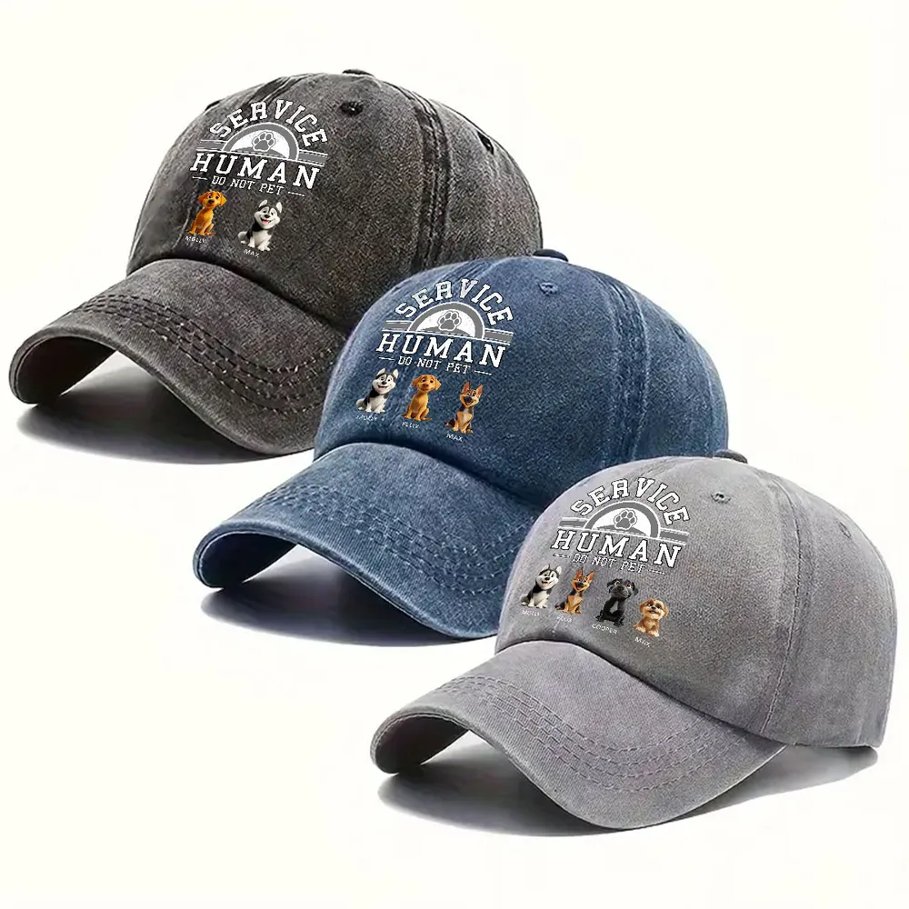 PSC01 Dog Service Human Do Not Pet - Personalized Custom Wash Denim Cap